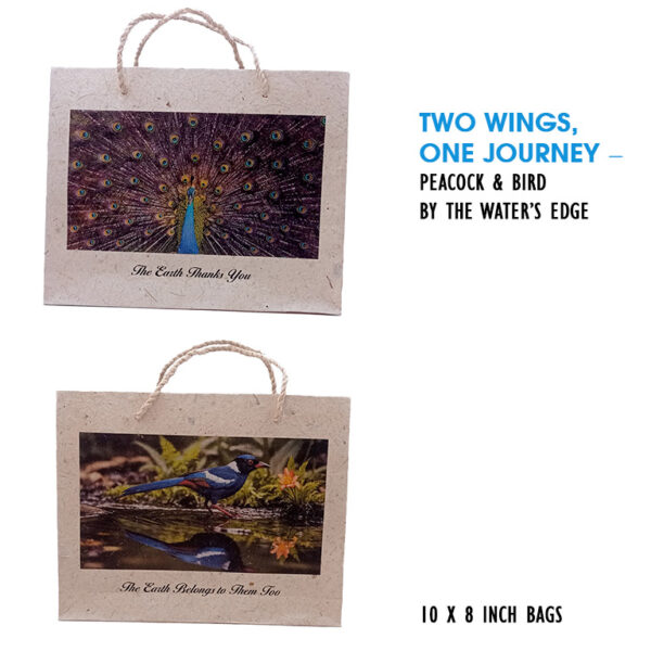 Eco-Friendly Handcrafted Bag – 10x8 - Peacock & Bird